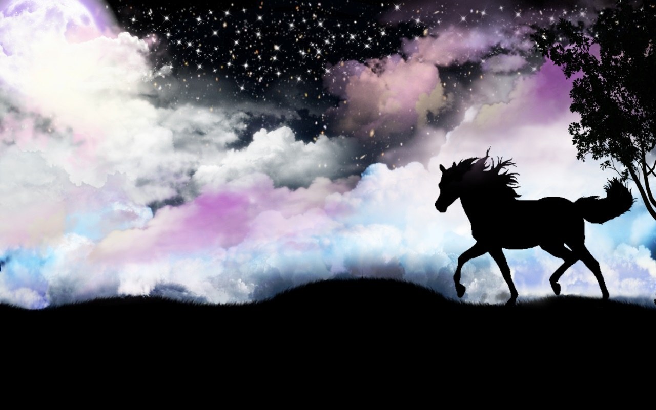 Единорог ночи. Лунный конь. Единорог на фоне звездного неба. Лошадь звезда. Ночной Единорог.
