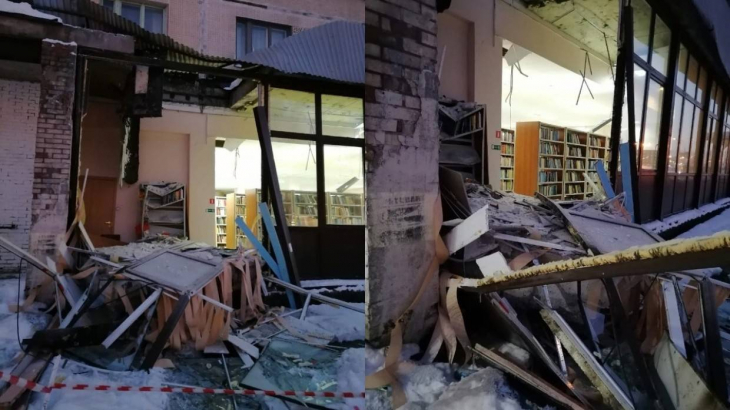 Несколько библиотек закрылись в Петербурге из-за обрушившегося ночью бетонного козырька